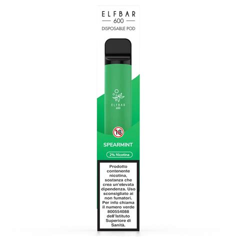 Elfbar 600 Disposable Electronic Cigarette Spearmint 20mgml