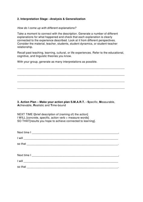 Reflective Practice Formulating Your Teaching Experience Worksheet