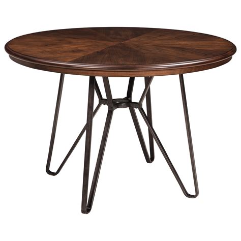 Signature Design By Ashley Centiar D372 15 Round Dining Room Table With Metal Hairpin Legs
