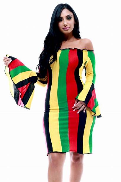 Rasta Clothing Jamaican Reggae Bell Sleeve Dresses