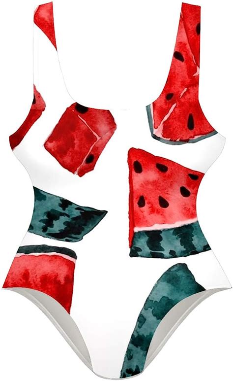 Mapolo Watercolor Watermelon Slices Womens One Piece Swimsuit Swimwear