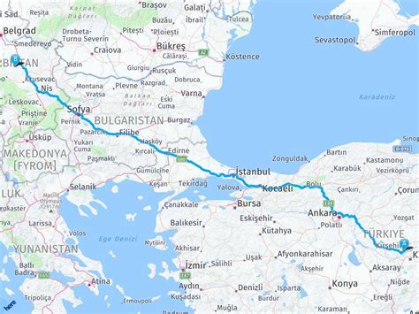 Türkiye Sırbistan arası mesafe Türkiye Sırbistan yol haritası Türkiye