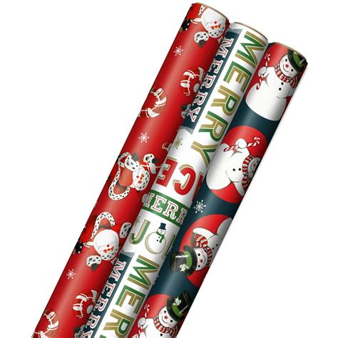 Hallmark Assorted Colors Christmas T Wrap Paper 3 Rolls 120 Total