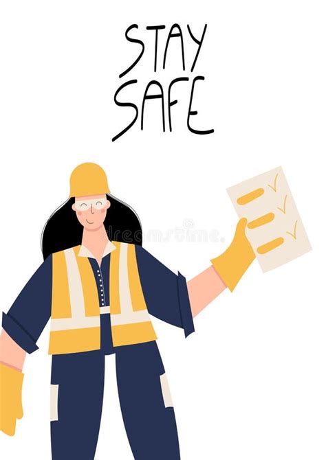 Industrial Worker In Safety Harness With Safety Equipment Clipart Stock