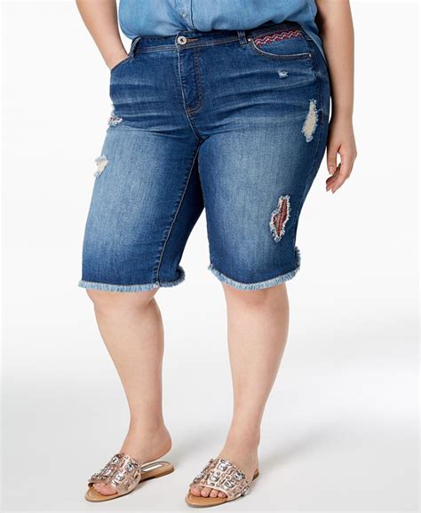 Inc International Concepts Inc Plus Size Ripped Denim Shorts Created For Macys Macys