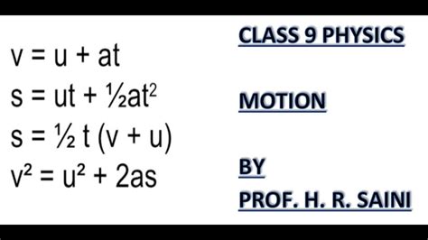 Class 9 Physics Equations Of Motion Youtube