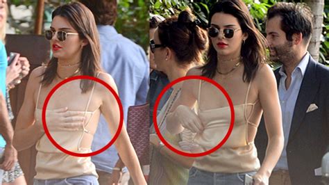 Kendall Jenner Braless Risks Wardrobe Malfunction On Miami Beach