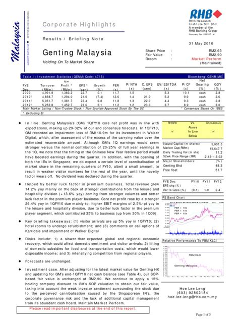 Disney cancelled the contract and share cake with disney. Genting Malaysia Berhad : Holding On To Market Share - 31 ...