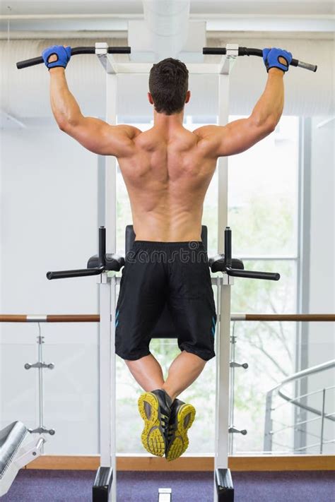 Shirtless Male Body Builder Doing Pull Ups Stock Photos Free