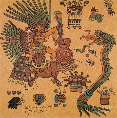 Quetzalcoatl Aztec Feathered Serpent By Photo Researchers Aztec Art