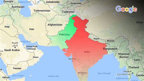 It covers a broad the area covered by map ranges from northern africa through the middle east to the western edge of china and india. Google is Showing K2, Muzzafarabad, Skardu, Gilgit as Part of India