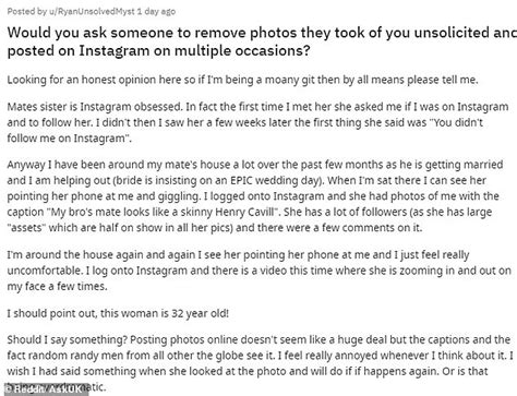 Man Wants His Friends Sister To Remove Unsolicited Photos Of Him From