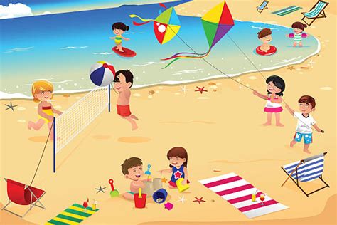 Royalty Free Children Beach Clip Art Vector Images And Illustrations