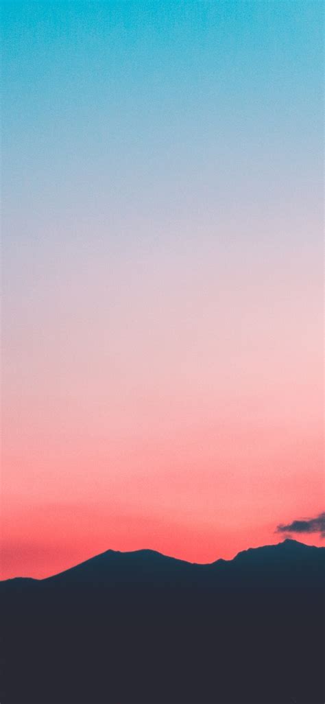 Download Wallpaper 1125x2436 Sunset Sky Skyline Mountains Beautiful