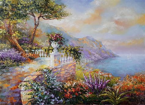 Floral Oil Paintings Paradise Place Oil Painting By Viktoria Lapteva