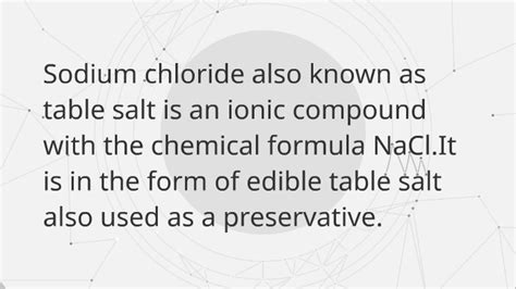 Table Salt Chemical Compound Formula Elcho Table