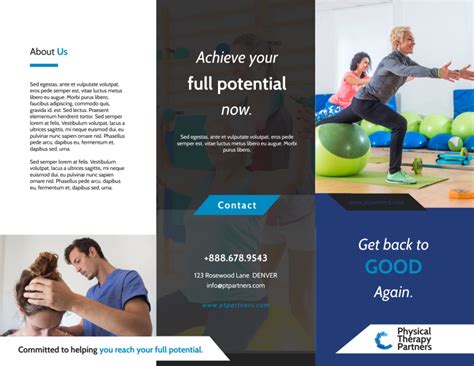 Physical Therapy Pro Tri Fold Brochure Template