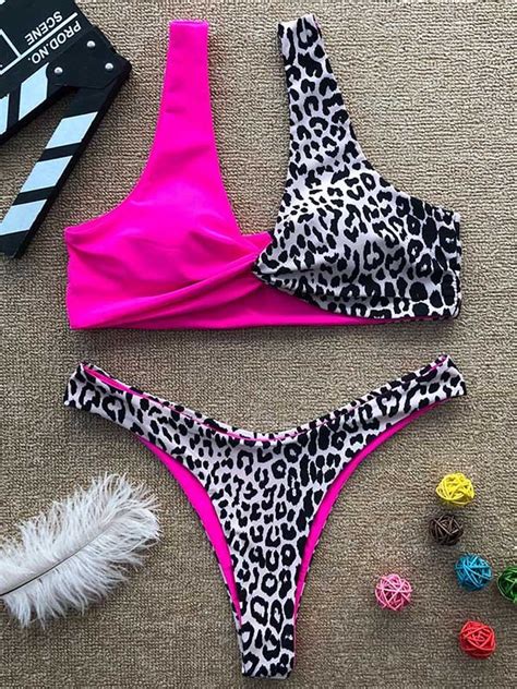 Leopard Print Split Joint Bikini Swimsuit In 2022 Bikinis Bikini