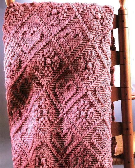 Romantic Rose Afghan Crochet Pattern Blanket Throw Hearts