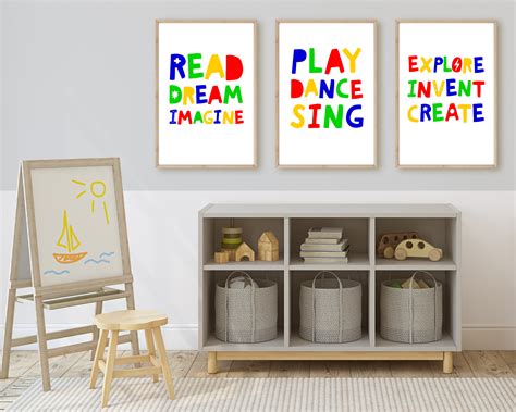 Set Of 3 Playroom Signs Creative Play Posters Printable Playroom
