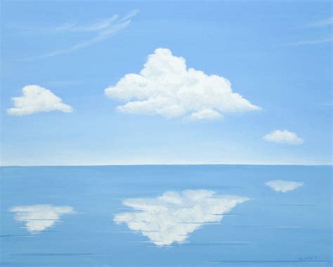 Original Ocean Painting Calm Seascape Blue Sky Art Large Etsy Ocean