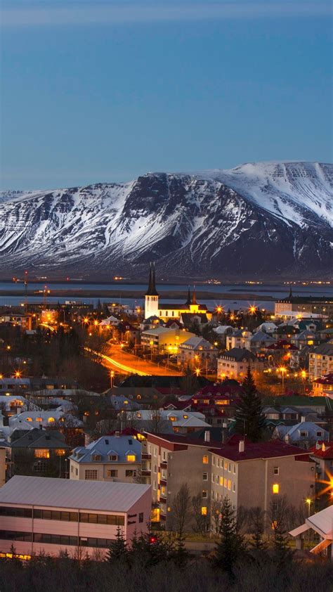 Reykjavik Cityscape And The Mount Esja Backiee