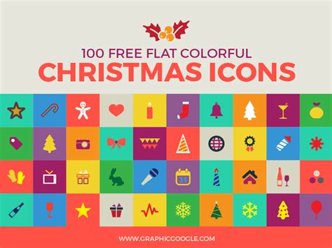 100 Free Flat Colorful Christmas Icons For Christmas Designs And Templates