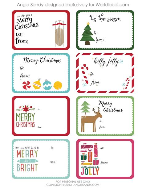 Free Printable Holiday Gift Tag Templates
