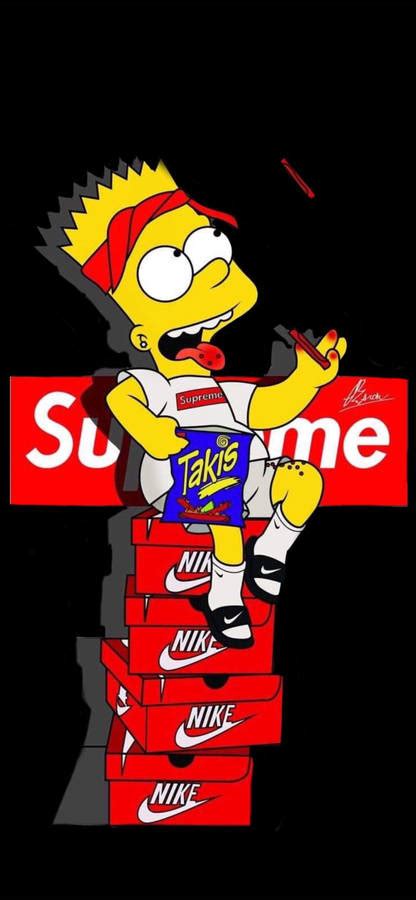Download Bart Simpson Takis Red Supreme Wallpaper