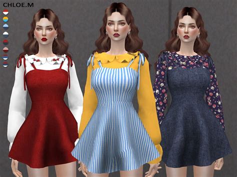 Chloemmms Dress With Blouse Dresses Sims 4 Dresses Cute Red Dresses