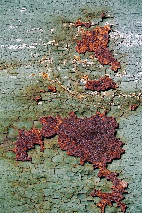 Cracked Green Paint On An Old Metallic Surface Rusted Green Painted