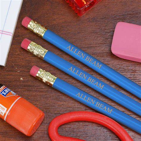 Engraved Blue School Pencils Engraved Pencil Set For Boys