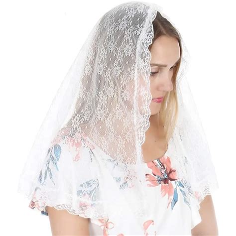 2019 Ishsy White Lace Bridal Veil Mantilla For Church Veil Catholic