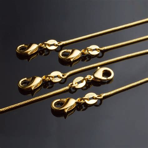 Wholesale 18kgp Gold Necklace Fashion Jewelry Snake Chain 1mm Necklace