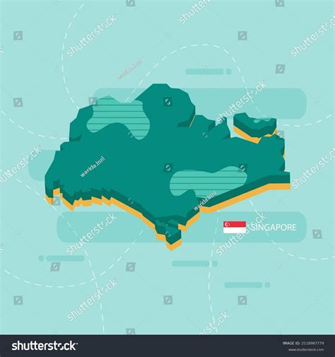 3d Vector Map Of Singapore With Name And Flag Of Royalty Free Stock
