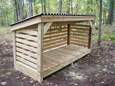 Nail horizontal floor joists and plywood sheets on top. building plans for firewood storage shed | Backyard sheds, Firewood storage