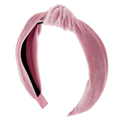 Velvet Knotted Headband Pink Claires Us