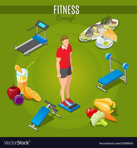 Isometric Fitness Concept Royalty Free Vector Image