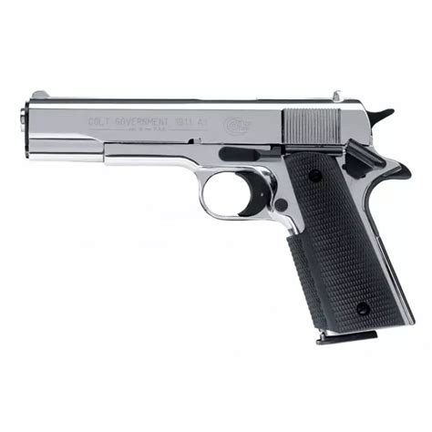 Blank Pistol Colt Government 1911 A1 Chrome 9mm Pak Blank Weapons