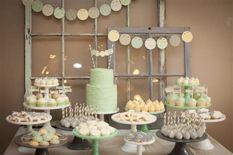 Cake, cake pops, peanut butter balls, french macaroons, yogurt covered almonds, yogurt covered pretzels. Bachelor Couple Jason and Molly Mesnick's Baby Shower