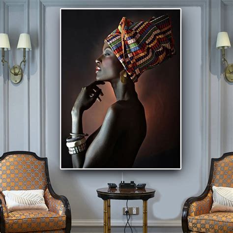 Africa Women Golden Model Painting Art Home Decorative Wall Poster
