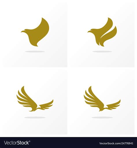 Set Eagle Logo Design Simple Eagle Logo Royalty Free Vector