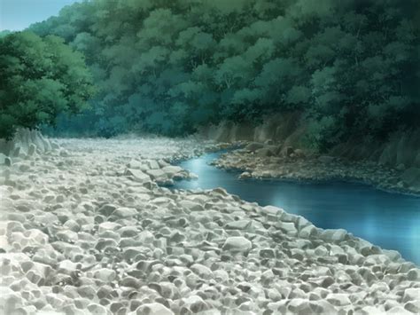 Anime Landscape River And White Rocks Anime Background