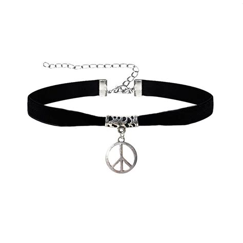Likgus Peace Sign Choker Necklaceclassic Pendant Black Velvet Necklace