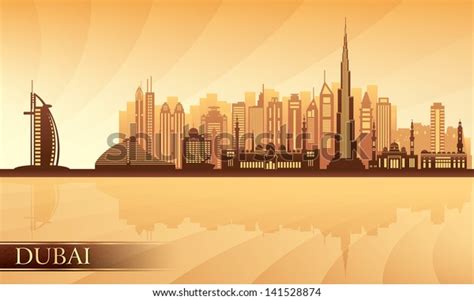 Dubai City Skyline Vector Silhouette Illustration Stock Vector Royalty