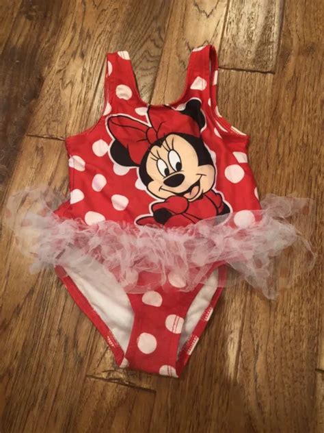 Disney Minnie Mouse Red Tutu One Piece Swimsuit Baby Girls 24 Mo Nwt