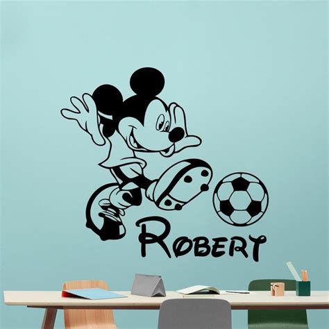 Mouse Wall Decal Boy Sport Soccer Football Ball Custom Name Cartoons