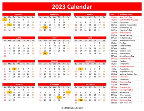 Free Printable A4 2023 Calendar