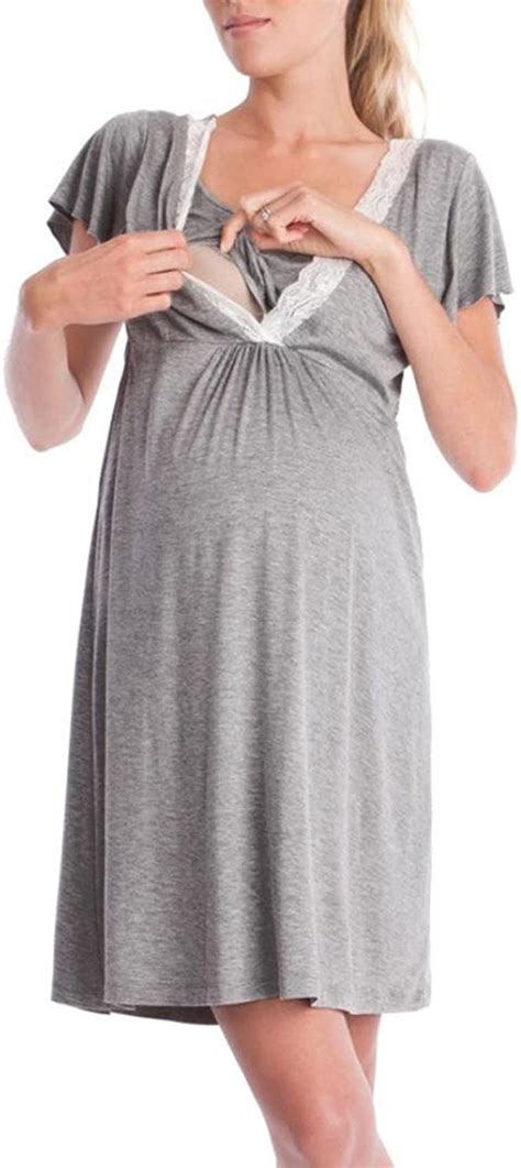 Qinmm Vestido De Lactancia Maternidad De Noche Camisón Mujeres Embarazadas Ropa De Dormir
