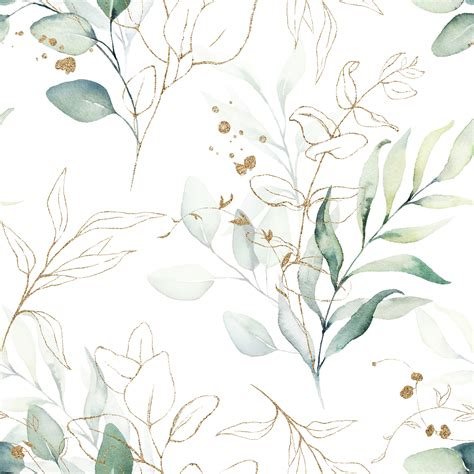 Green And Golden Leaves Wallpaper Self Adhesive Wallpaper Etsy Canada